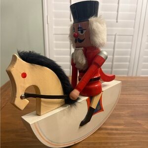 Wooden Rocking Horse Nutcracker Soldier 11.5” Folk Art Christmas